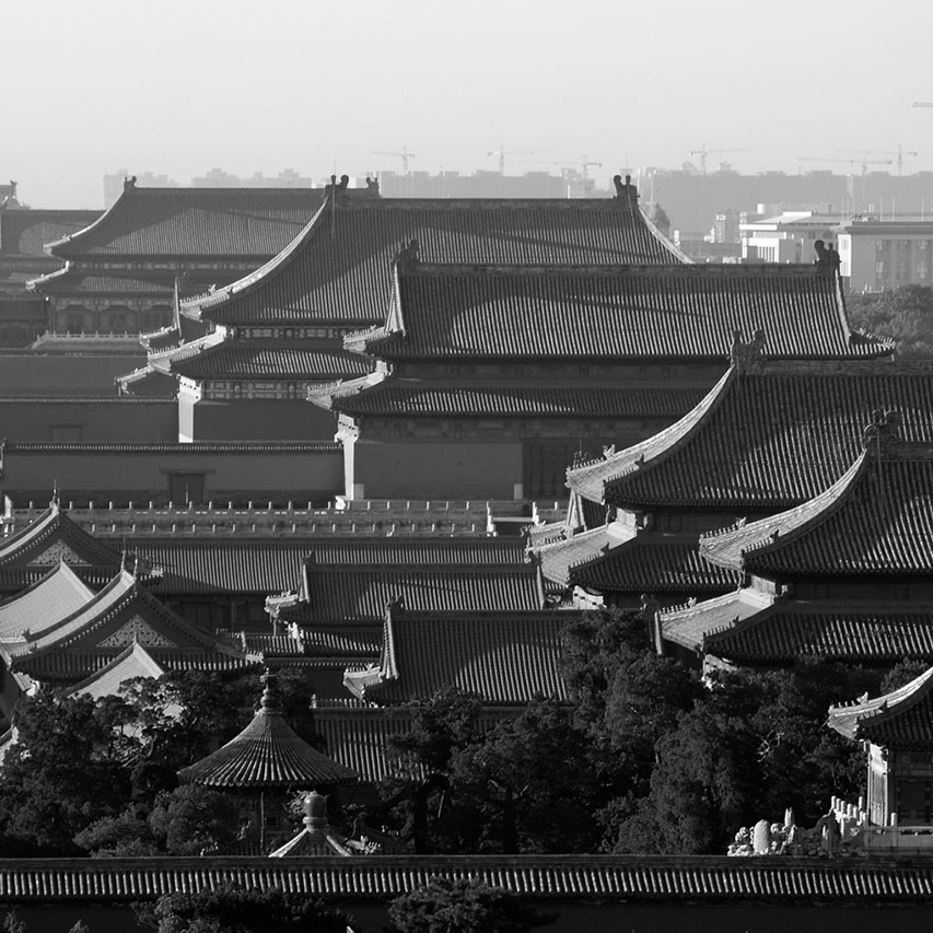Layered rooftops of the Forbidden City, Beijing