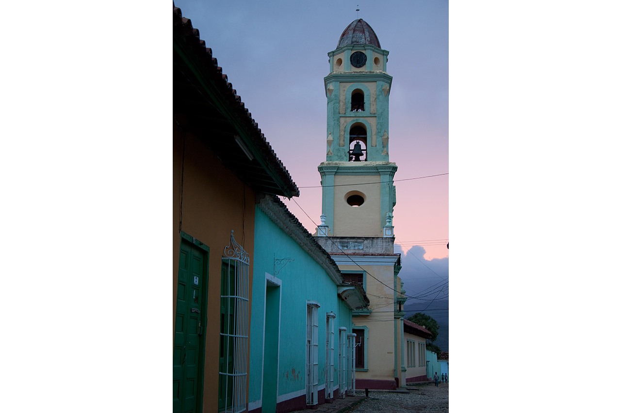 Bell tower of the Convento de San Francisco at dusk, Trinidad, Cuba