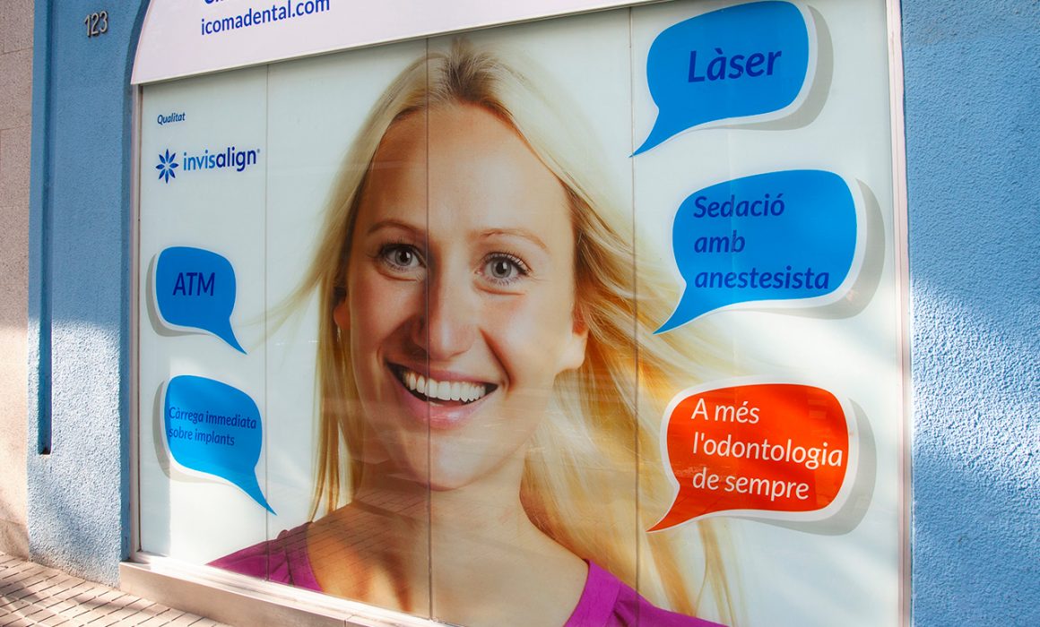 Dental clinic shop window portrait