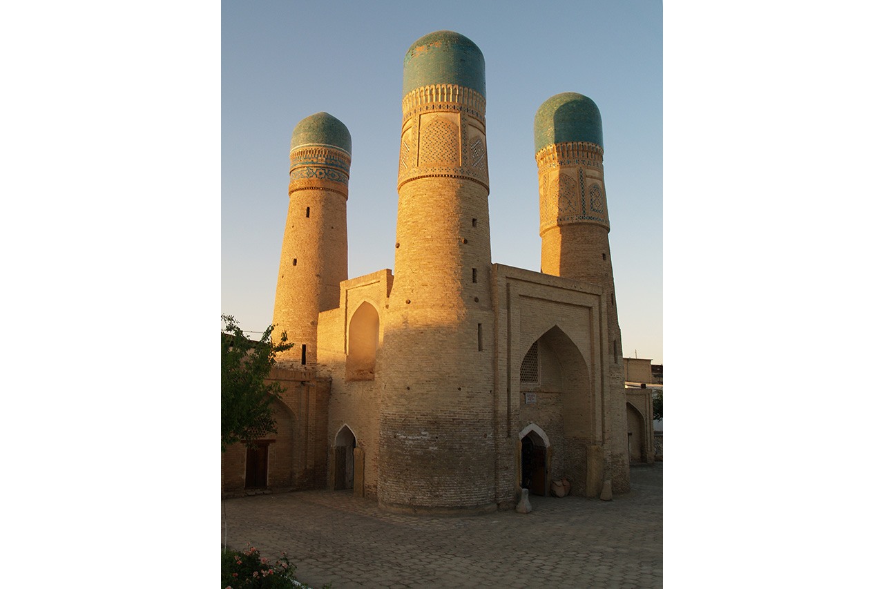 Chor Minor madrasah with four turquoise-domed towers, Bukhara