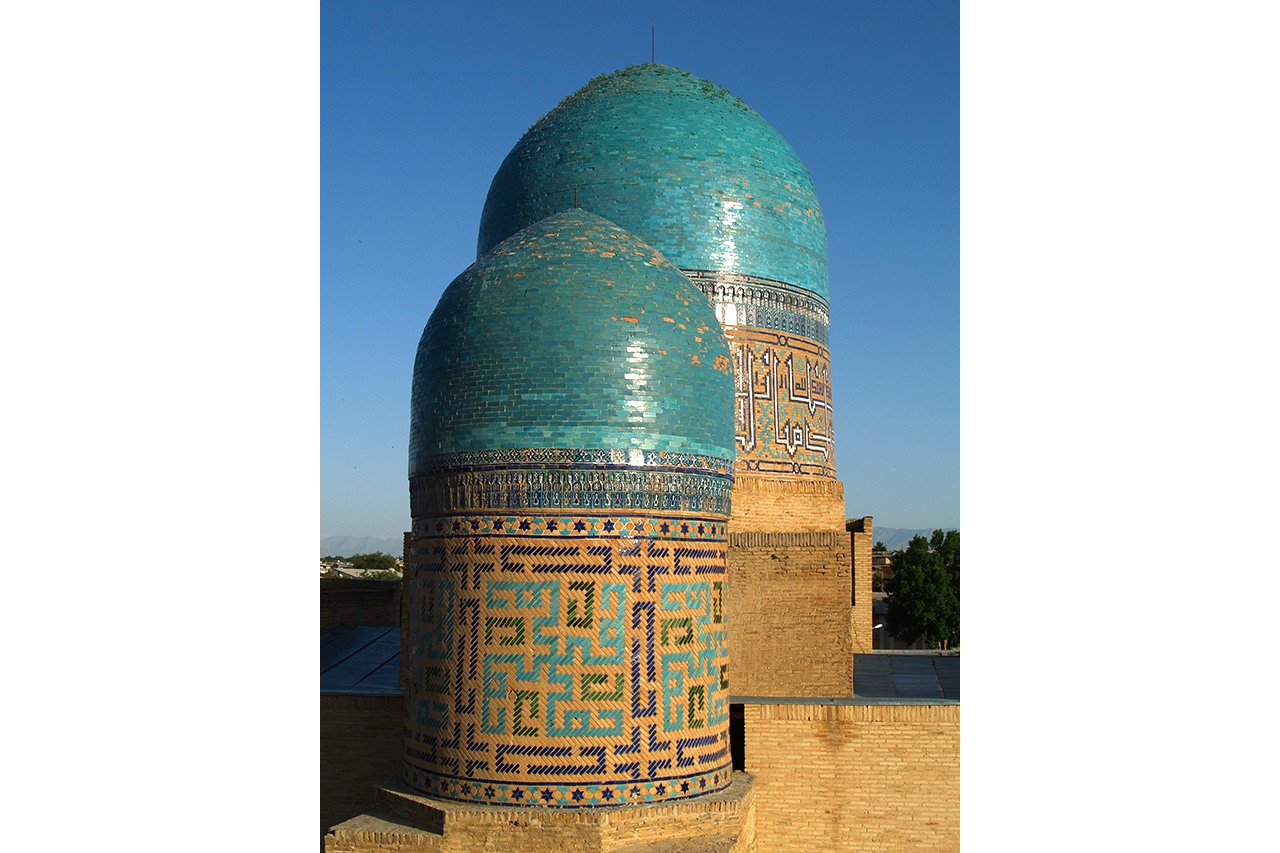 Turquoise tiled domes of Shah-i-Zinda necropolis, Samarkand