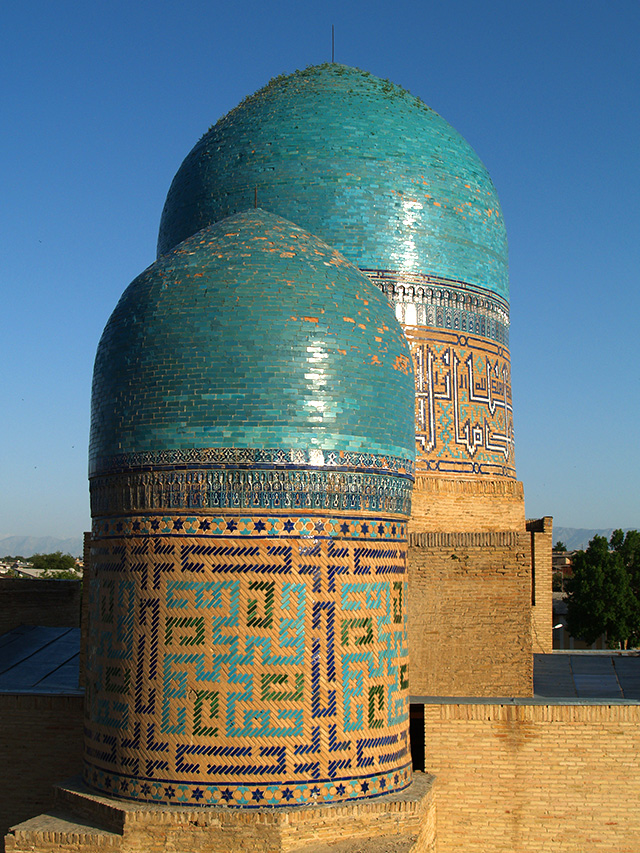 Turquoise tiled domes of Shah-i-Zinda necropolis, Samarkand